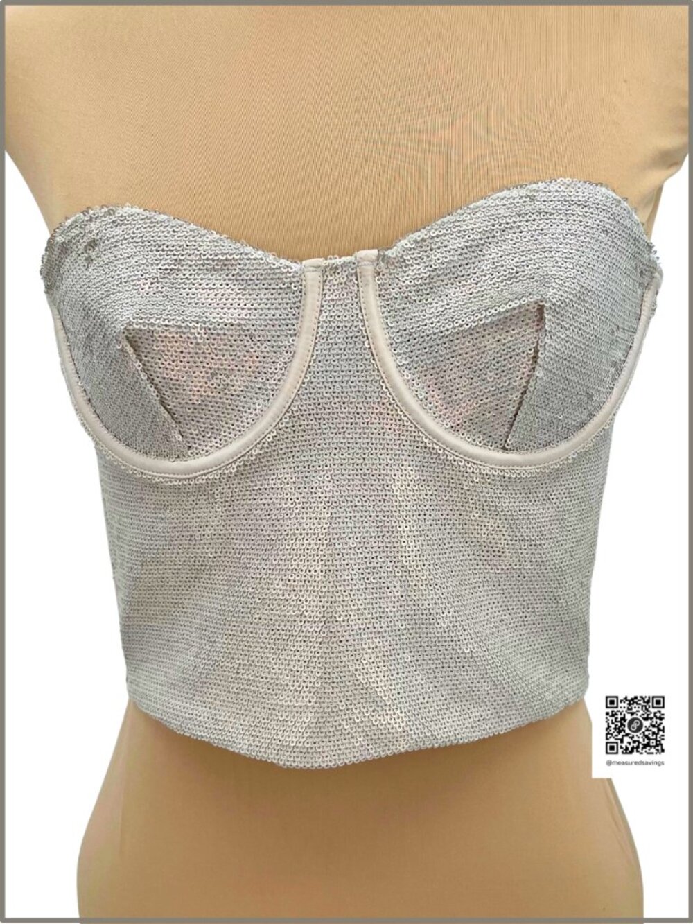 Zara (Large - NWT) Champagne Sequin Corset Top